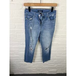 D. Jeans Women's Straight Leg Denim Jeans Mid-Rise Disstressed Blue Size 6